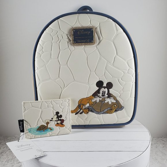 Loungefly Handbags - Mickey Mouse Turtle Shell backpack and cardholder